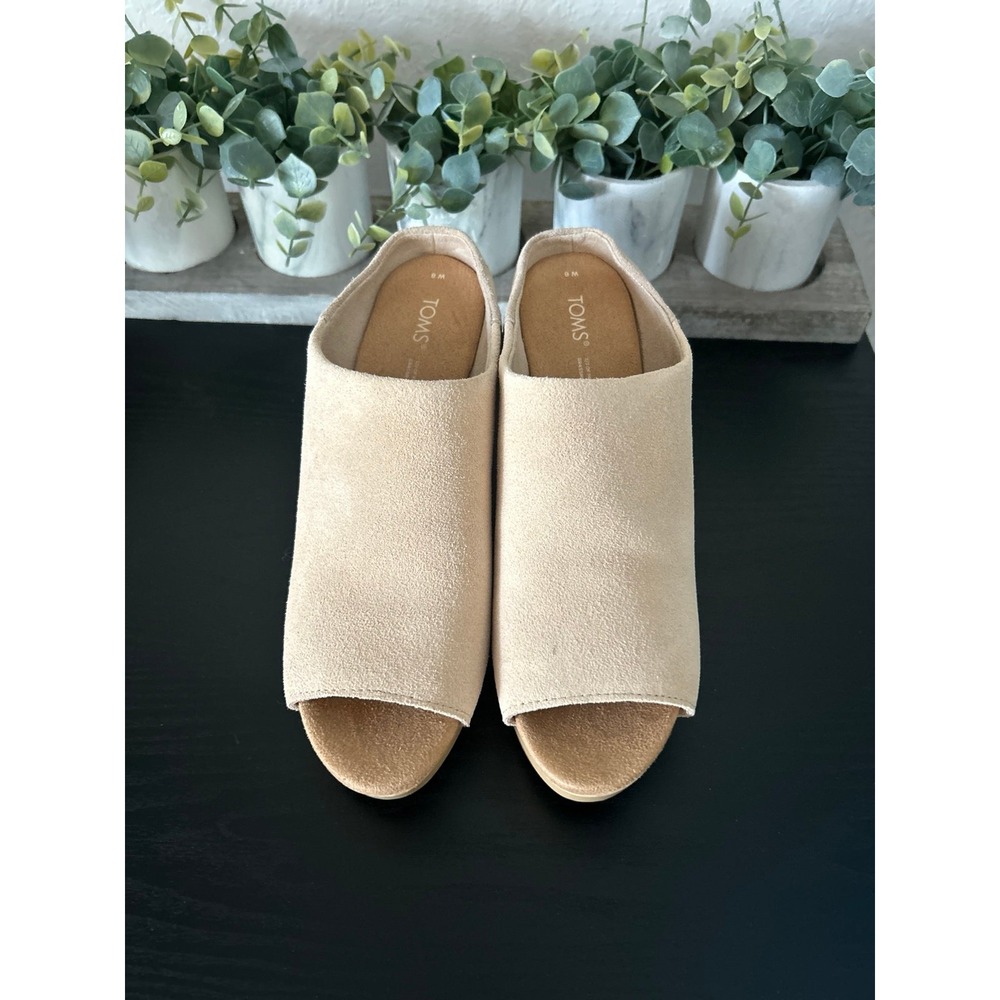 TOMS "Florence" Honey Beige" Suede Block heeled mules NWOT size 8 - Picture 3 of 5